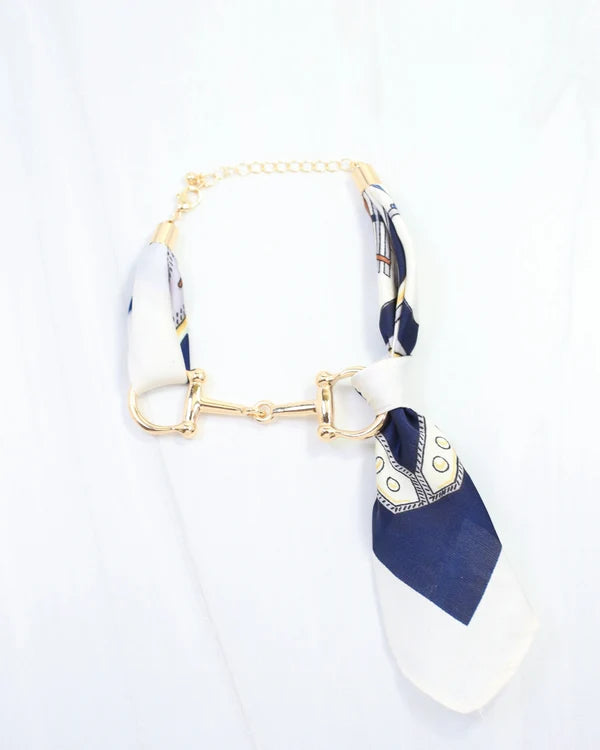 Lana Horsebit Scarf Bracelet Navy