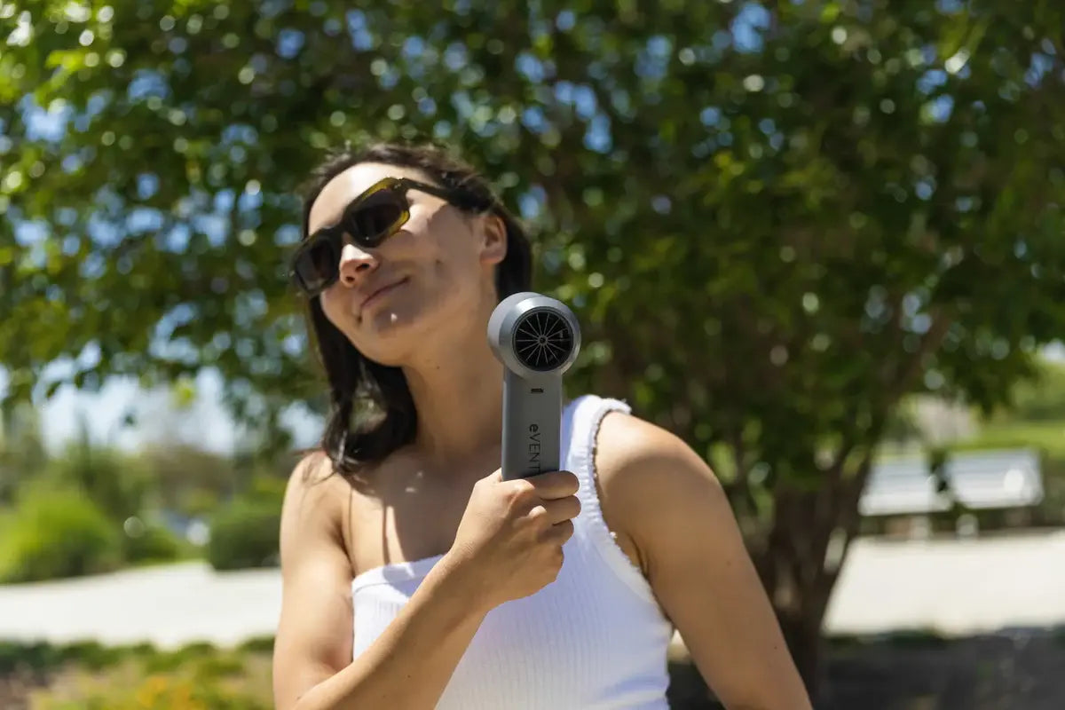 EVent Rechargeable Handheld Fan with Cooling Plate-Gray