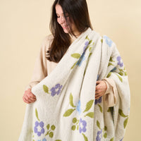 Cozy Dreams Luxe Blanket-Scalloped Floral Periwinkle