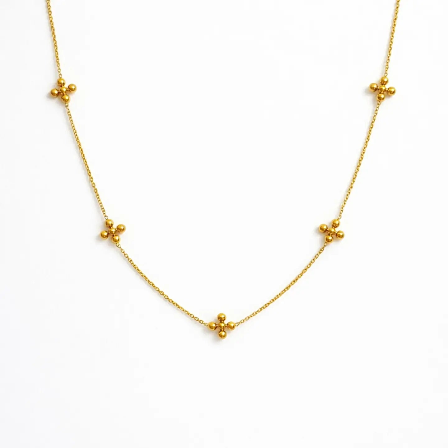 Dot Dot Golden Cross Necklace - Water & Tarnish Resistant