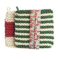 Green Stripe Pot Holder Set