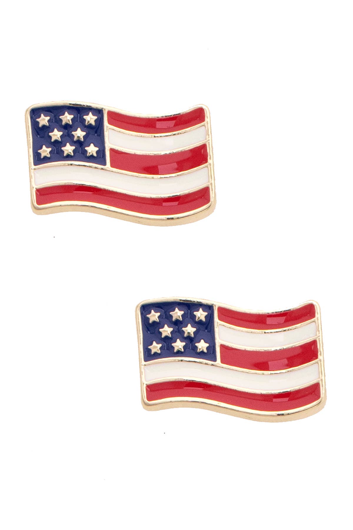 Two American flag pins on a white background