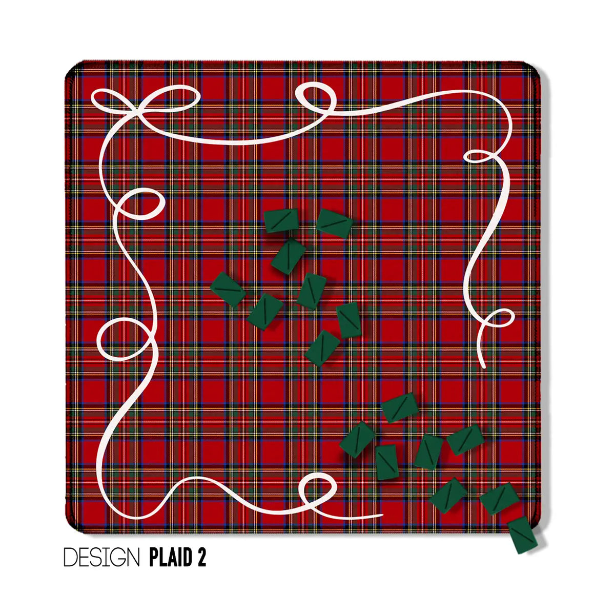 Red Christmas Plaid with White Bow Mahjong Mat