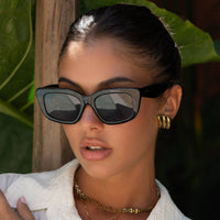 Beatrix Acetate Womens Cat Eye Sunglasses  : Black