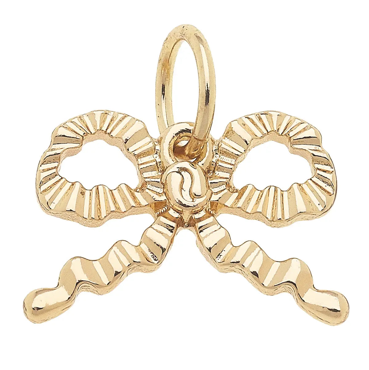 Ruffled Bow Charm in Shiny Gold