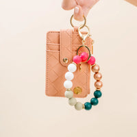 Woven Keychain Wallet-Rose
