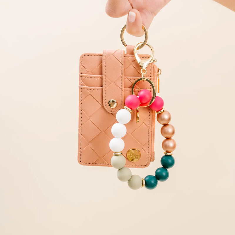 Woven Keychain Wallet-Rose