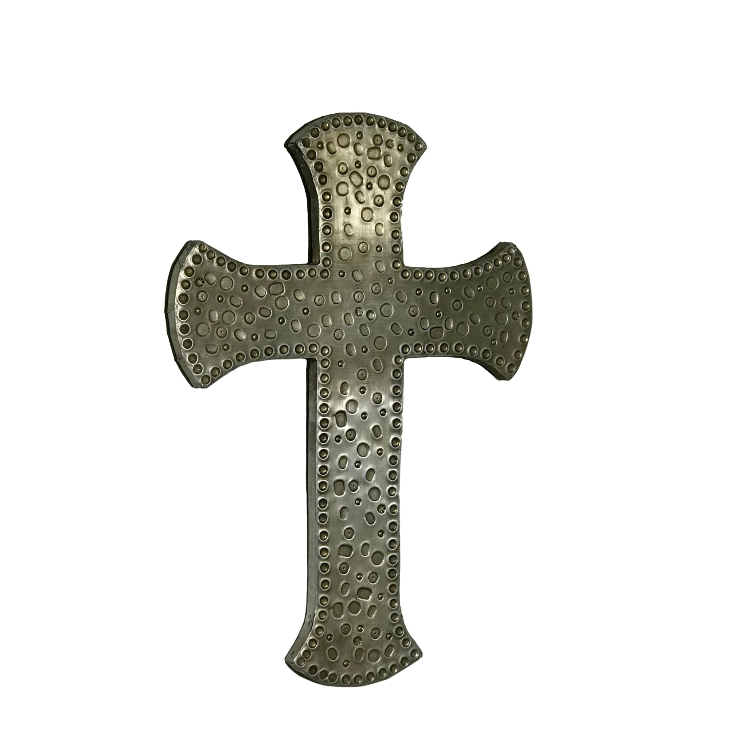 Hand-hammered "Blacksmith's" Metal Clad on Wood Wall Cross