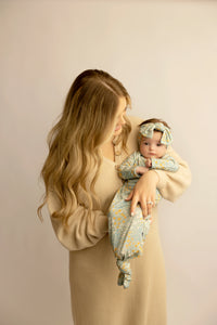 Knotted Infant Gown -Blue Meadow