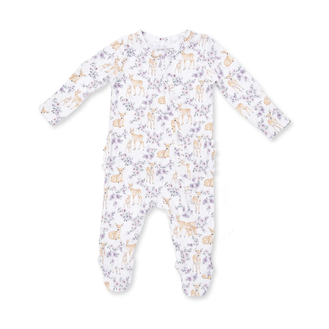Floral Deer-2 Way Ruffle Back Zipper Footie
