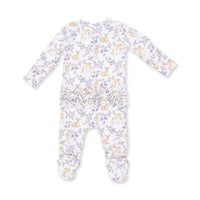 Floral Deer-2 Way Ruffle Back Zipper Footie
