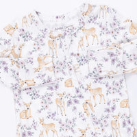 Floral Deer-2 Way Ruffle Back Zipper Footie