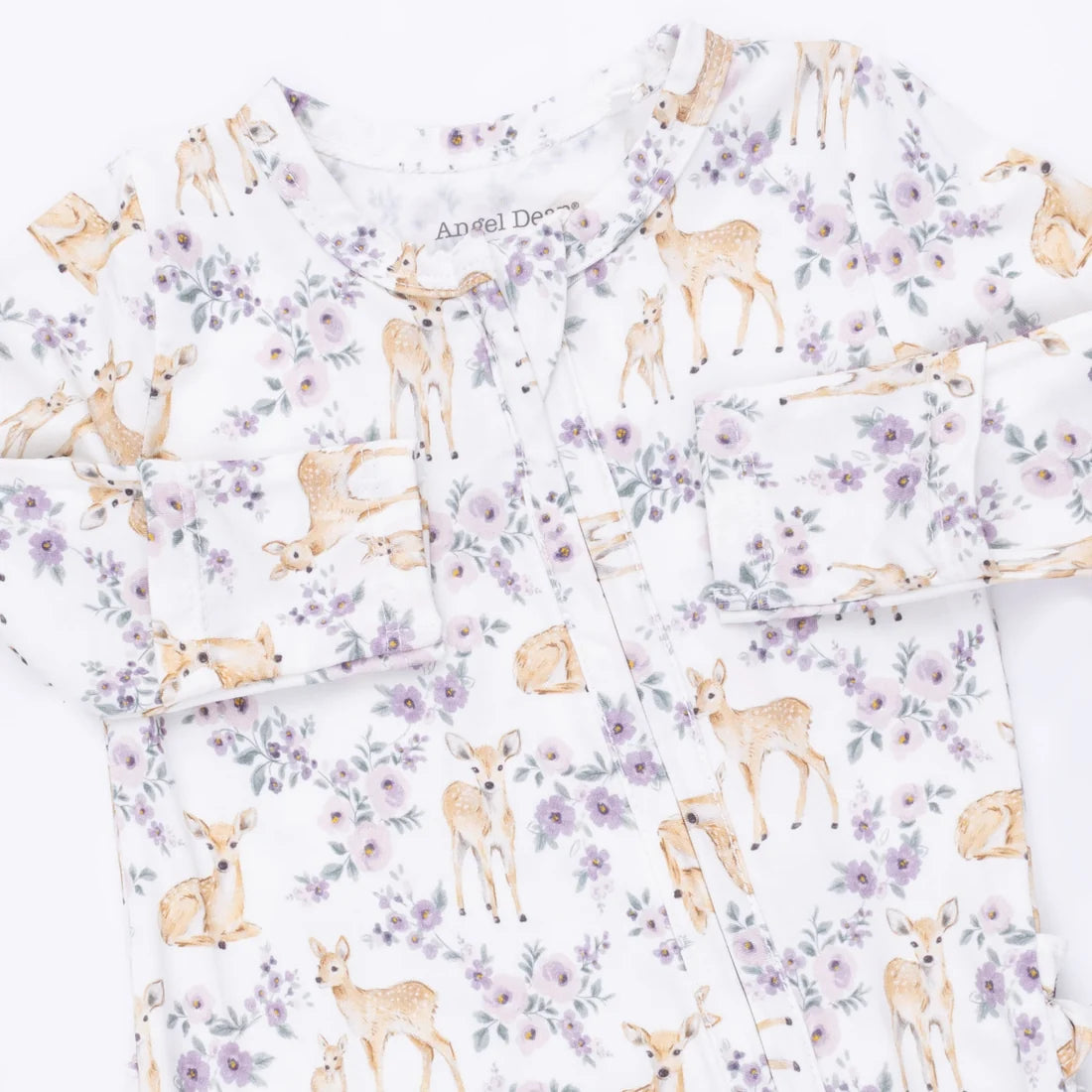 Floral Deer-2 Way Ruffle Back Zipper Footie