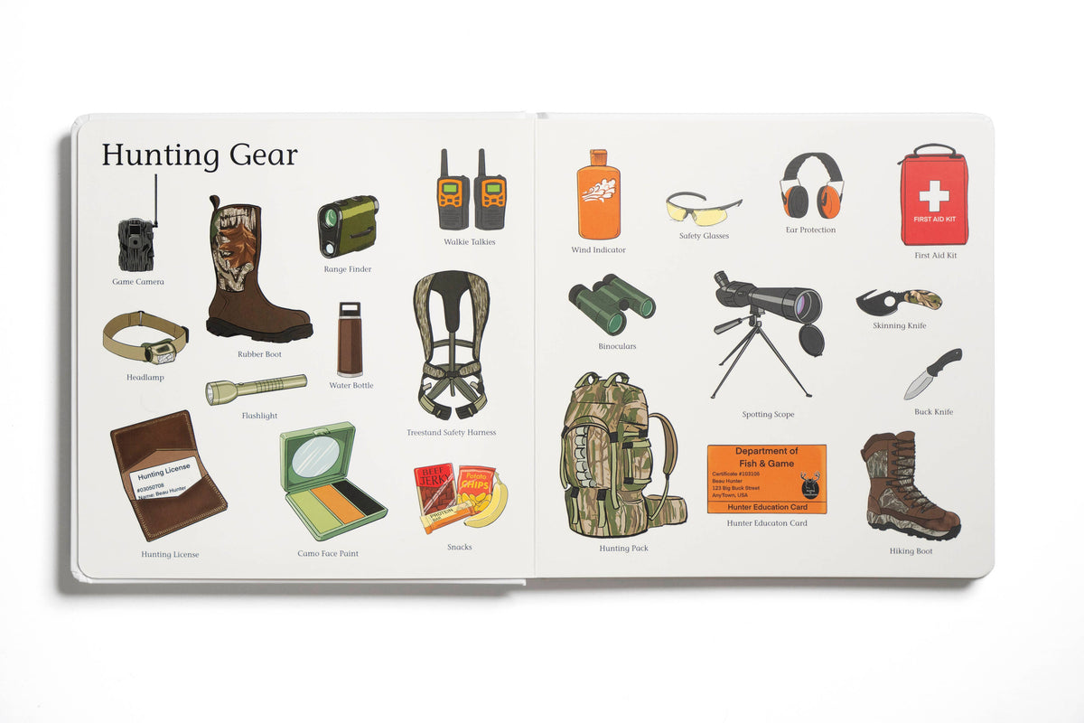 Hunting gear illustration set on a white background