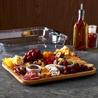 Farberware Build-a-Board 11 in. x 14 in. Bamboo Charcuterie Board with Locking Lid