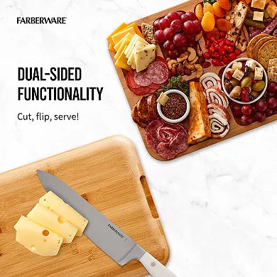 Farberware Build-a-Board 11 in. x 14 in. Bamboo Charcuterie Board with Locking Lid