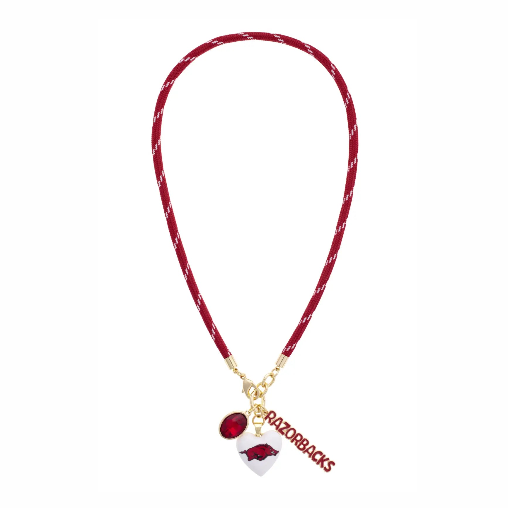 Arkansas Razorbacks Logo Heart Paracord Necklace