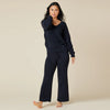 Solid Marshmellow V-Neck Lounge Set- Black