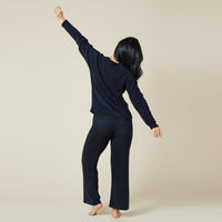 Solid Marshmellow V-Neck Lounge Set- Black