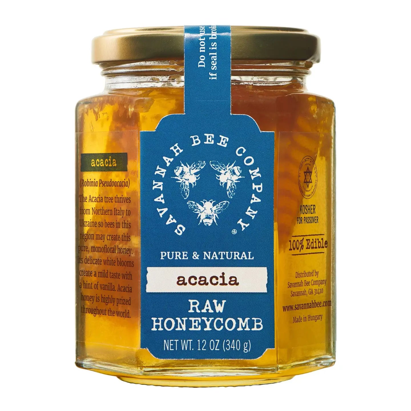 Acacia Raw Honeycomb Hex Jar