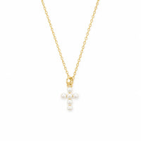 Shell Pearl Cross Necklace