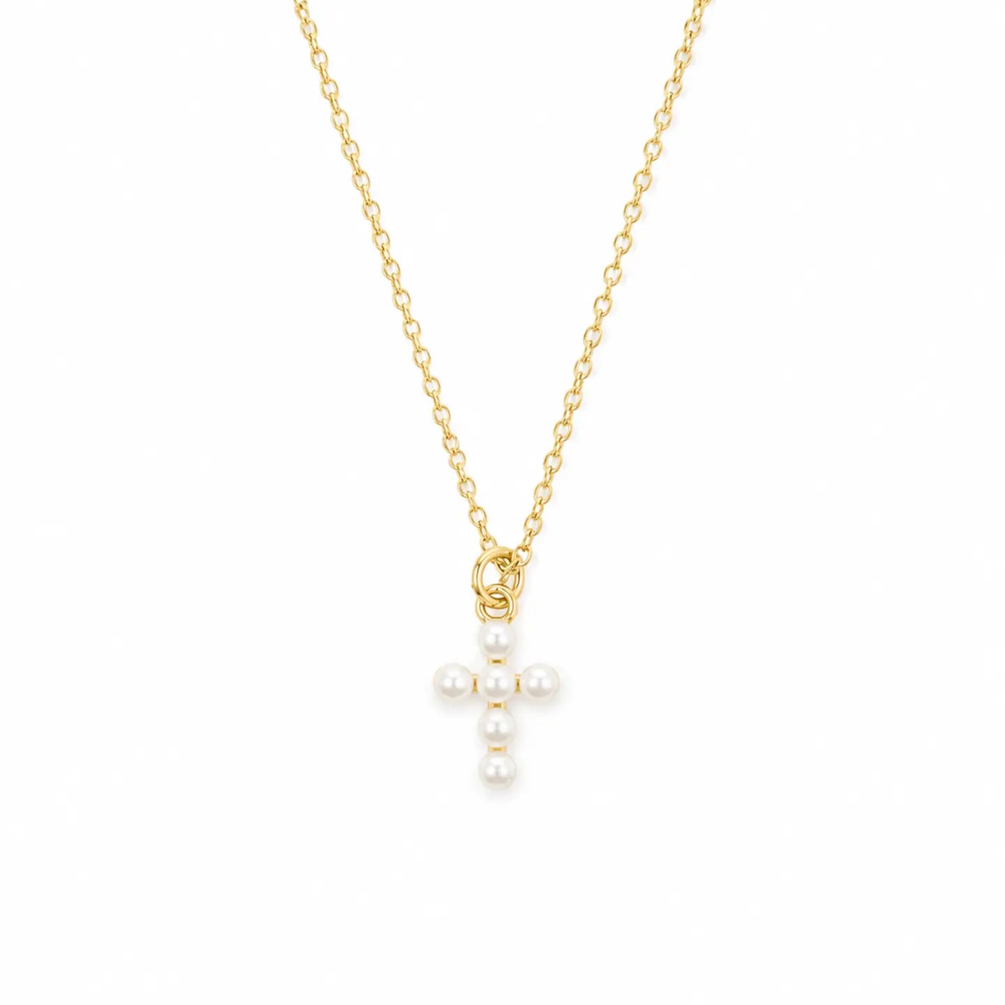 Shell Pearl Cross Necklace