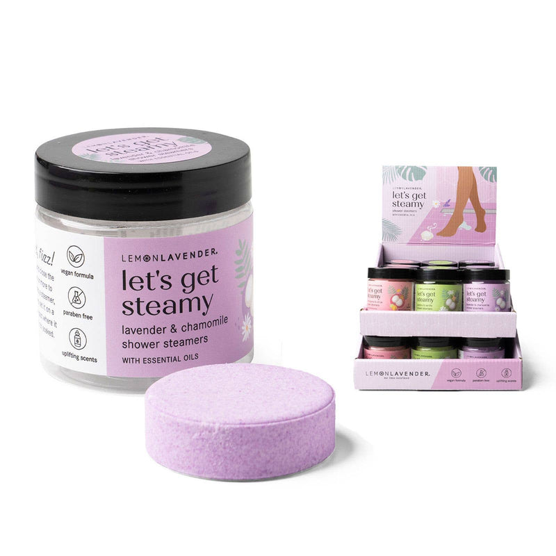 Lemon Lavender 'let's get steamy' shower steamer set on a white background