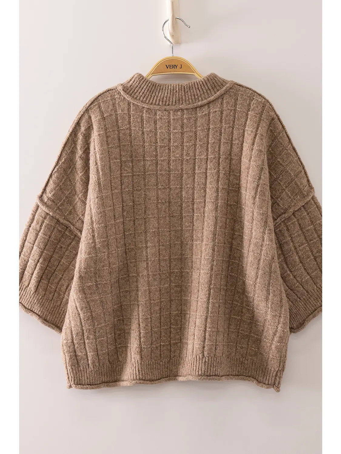 Cropped Length Ribbed Knit Sweater