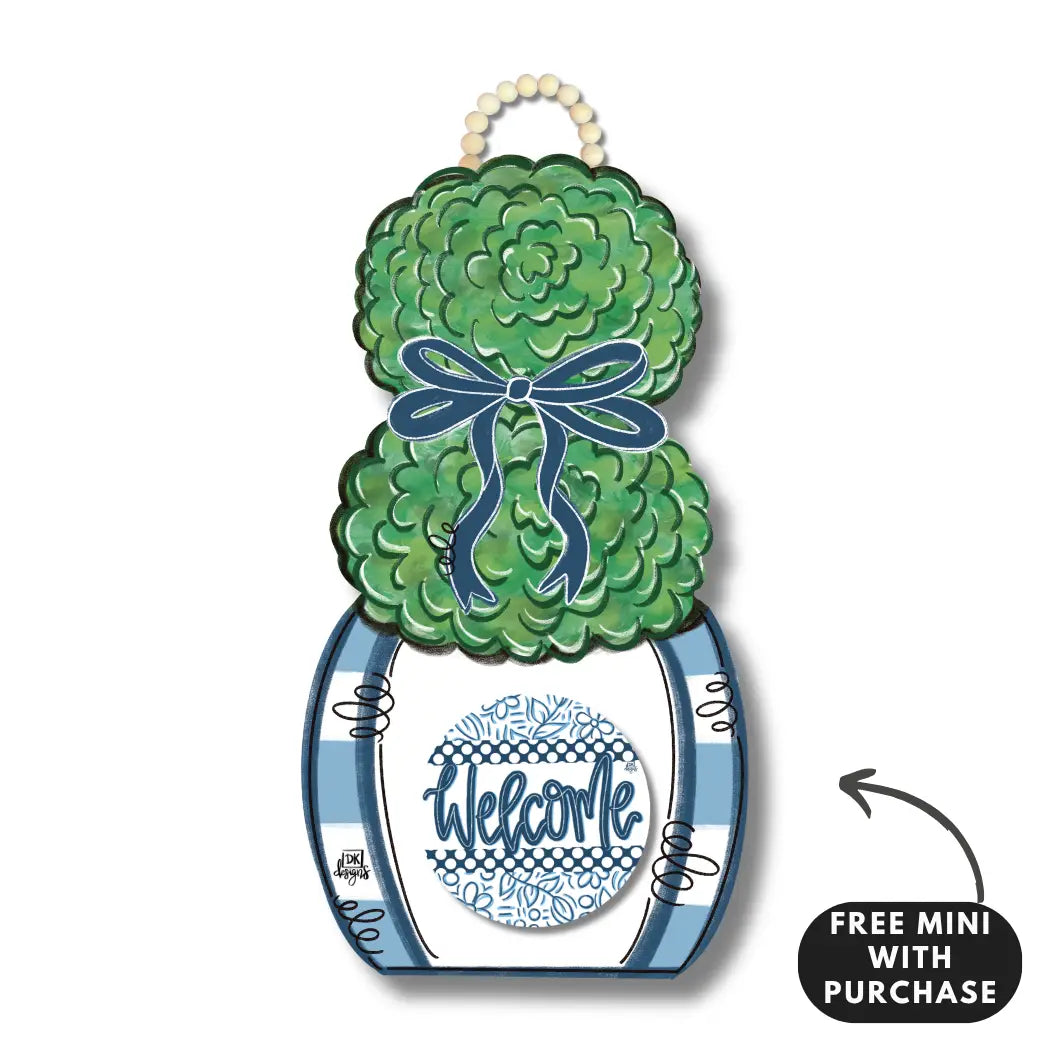 Blue and White Topiary Hanger with Velcro For Mini