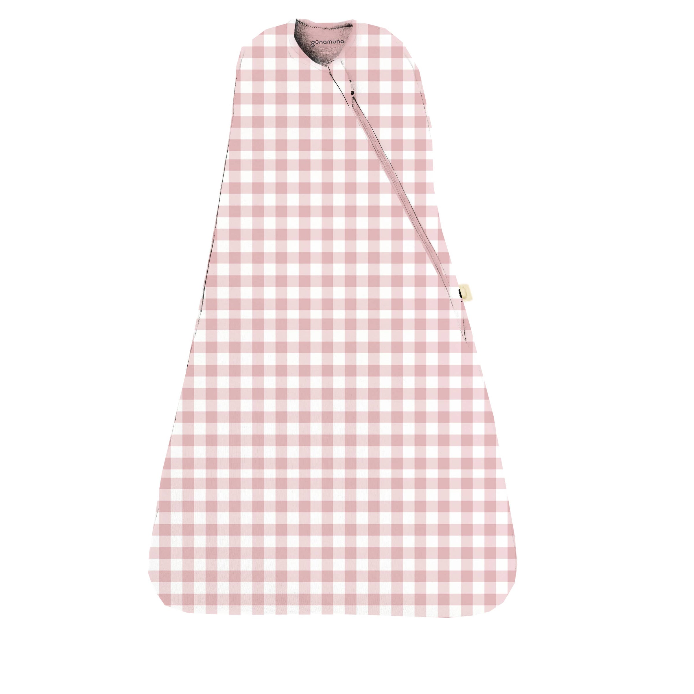 Pink and white checkered baby swaddle on a white background
