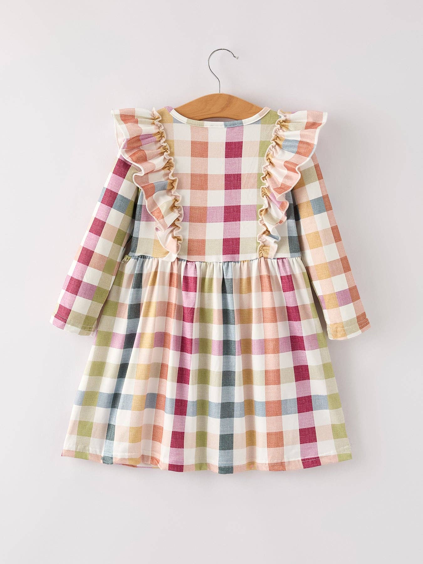 Fall & Thanksgiving Plaid Long Sleeve Girls Dress