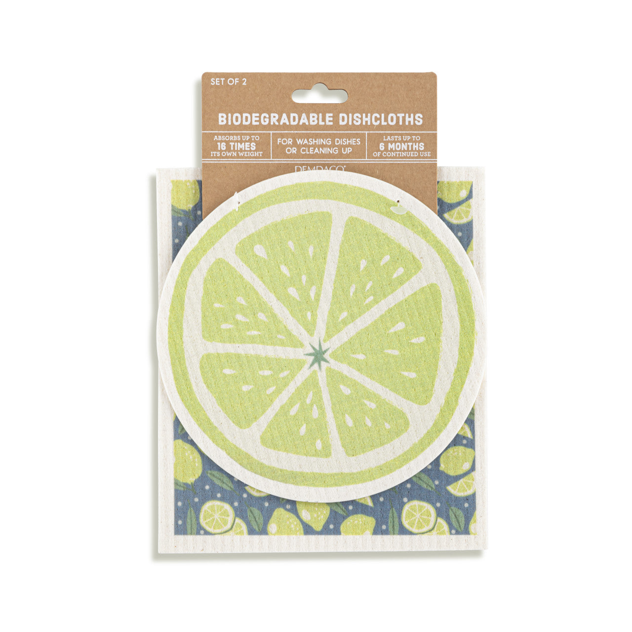 Lime Shaped Biodegradable Dish Cloths Set of 2