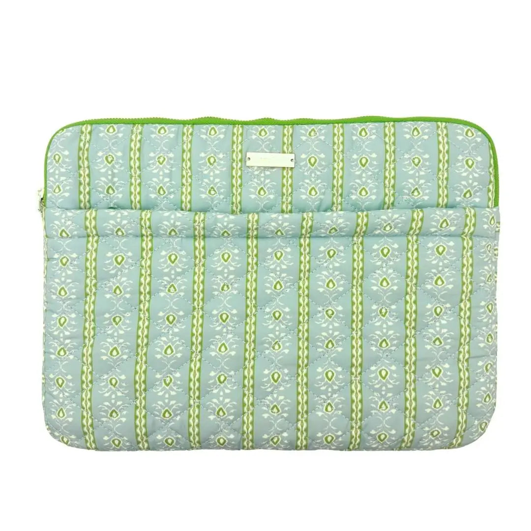 Rosemary Stripe Blue Quilted Laptop Case
