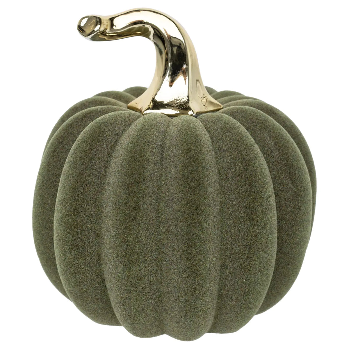 Olive Green Flocked Dolomite Pumpkin