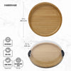 Farberware 14 in. Round Build-a-Board Round Bamboo Charcuterie Board with White Handles