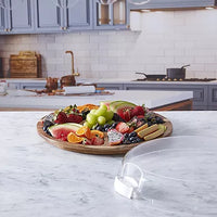 Farberware Build-a-Board 14" Acacia Lazy Susan Charcuterie Board with Clear Locking Lid