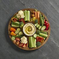 Farberware Build-a-Board 14" Acacia Lazy Susan Charcuterie Board with Clear Locking Lid
