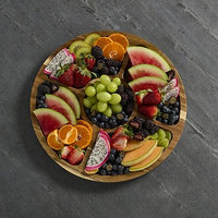Farberware Build-a-Board 14" Acacia Lazy Susan Charcuterie Board with Clear Locking Lid