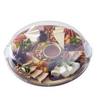 Farberware Build-a-Board 14" Acacia Lazy Susan Charcuterie Board with Clear Locking Lid