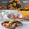 Farberware Build-a-Board 14" Acacia Lazy Susan Charcuterie Board with Clear Locking Lid