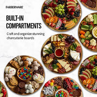 Farberware Build-a-Board 14" Acacia Lazy Susan Charcuterie Board with Clear Locking Lid