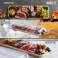 Farberware Build-a-Board 7 in. x 22in. Rectangle Bamboo Charcuterie Board with Lid