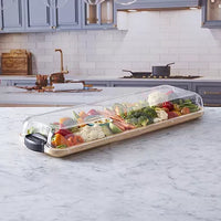Farberware Build-a-Board 7 in. x 22in. Rectangle Bamboo Charcuterie Board with Lid