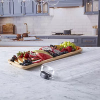 Farberware Build-a-Board 7 in. x 22in. Rectangle Bamboo Charcuterie Board with Lid