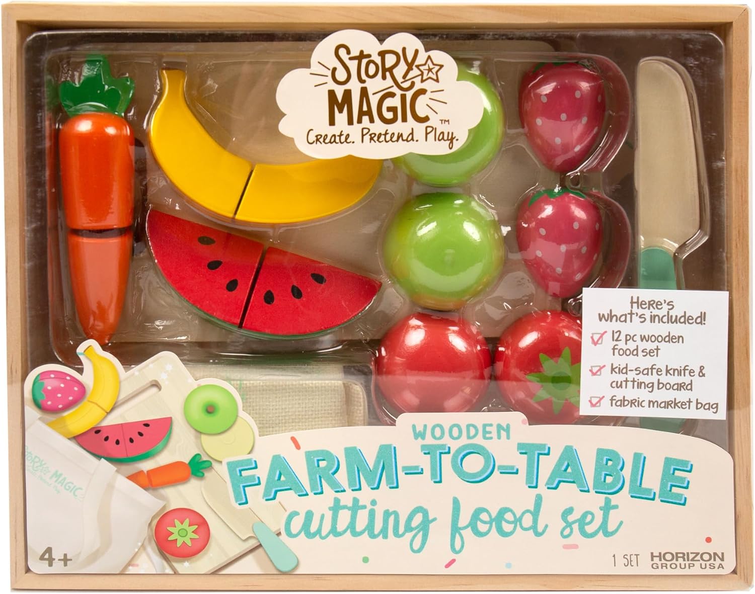 Farm to Table Wooden Cutting Food Playset
