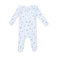 Blue Bows and Flowers-2 Way Ruffle Back Zipper Footie