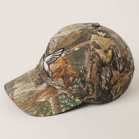 Flying Mallard Embroidered Cap with Leaf Print