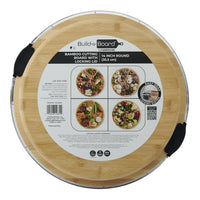 Farberware 14 in. Round Build-a-Board Round Bamboo Charcuterie Board With Three Compartments