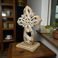 Double Sided Carved Mango Wood San Cristobal Table Cross
