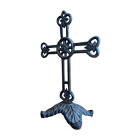 Cast Iron Filigree Table Cross on Rectangular Pedestal Base